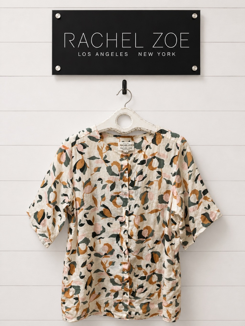 Rachel Zoe 100% Linen Floral Blouse Size 1X